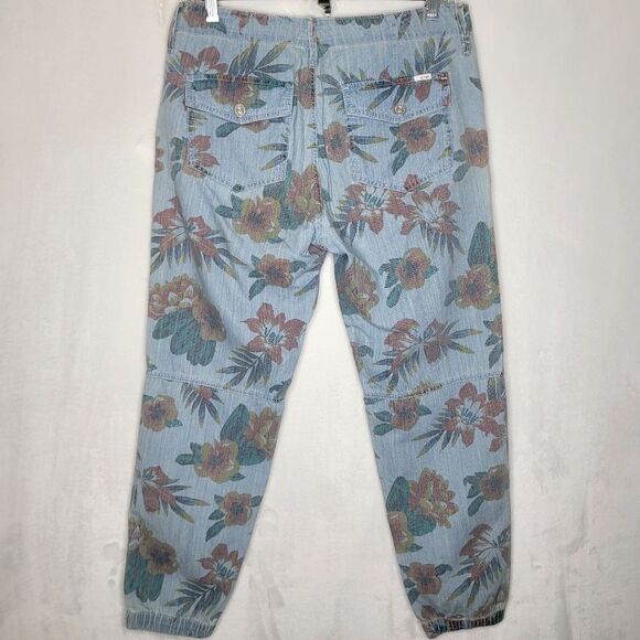 MOTHER Women's The No Zip Misfit Floral Pants Fresh Cut Chambray Jogger Size 27 - Picture 8 of 14